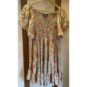 ANGIE Top Women’s 1X Shirt Boho Tunic Floral Stretch Top And Waist